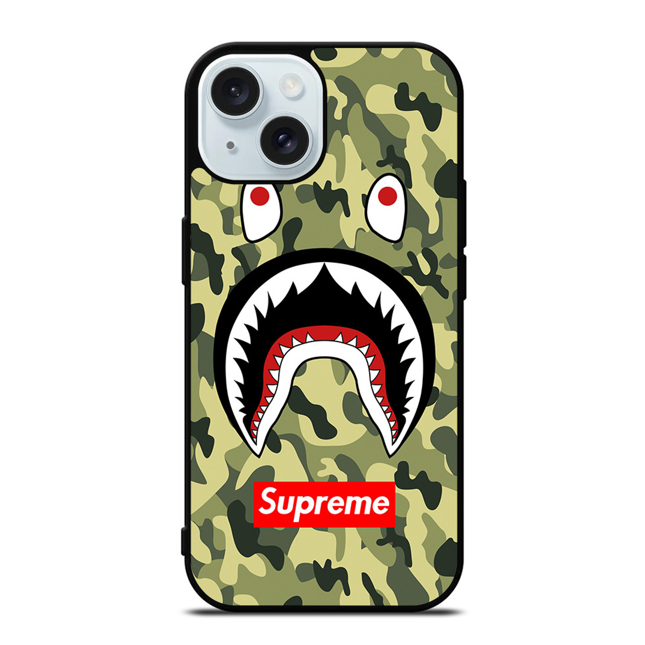 BAPE BATHING CAMO SHARK SUPREME iPhone 15 Case Cover